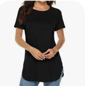 💚5/$25 H&M Black Long Fit Classic Women's Tee Size Small